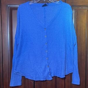 Urban outfitters Blue Button-Up waffle Cardigan